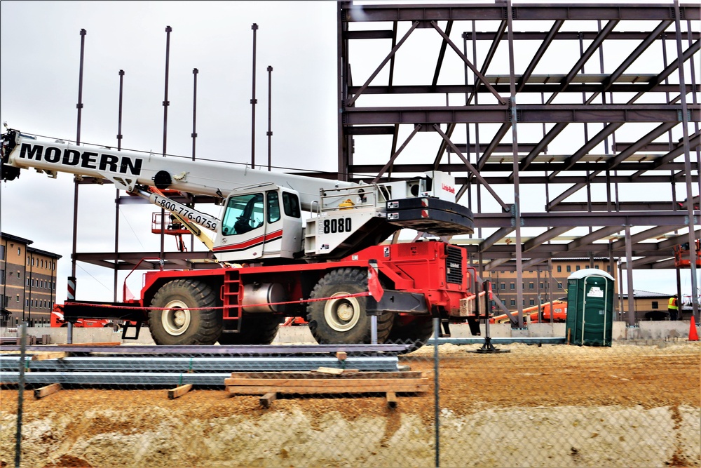 Fort McCoy’s third barracks project taking shape into late February; steel framework continues