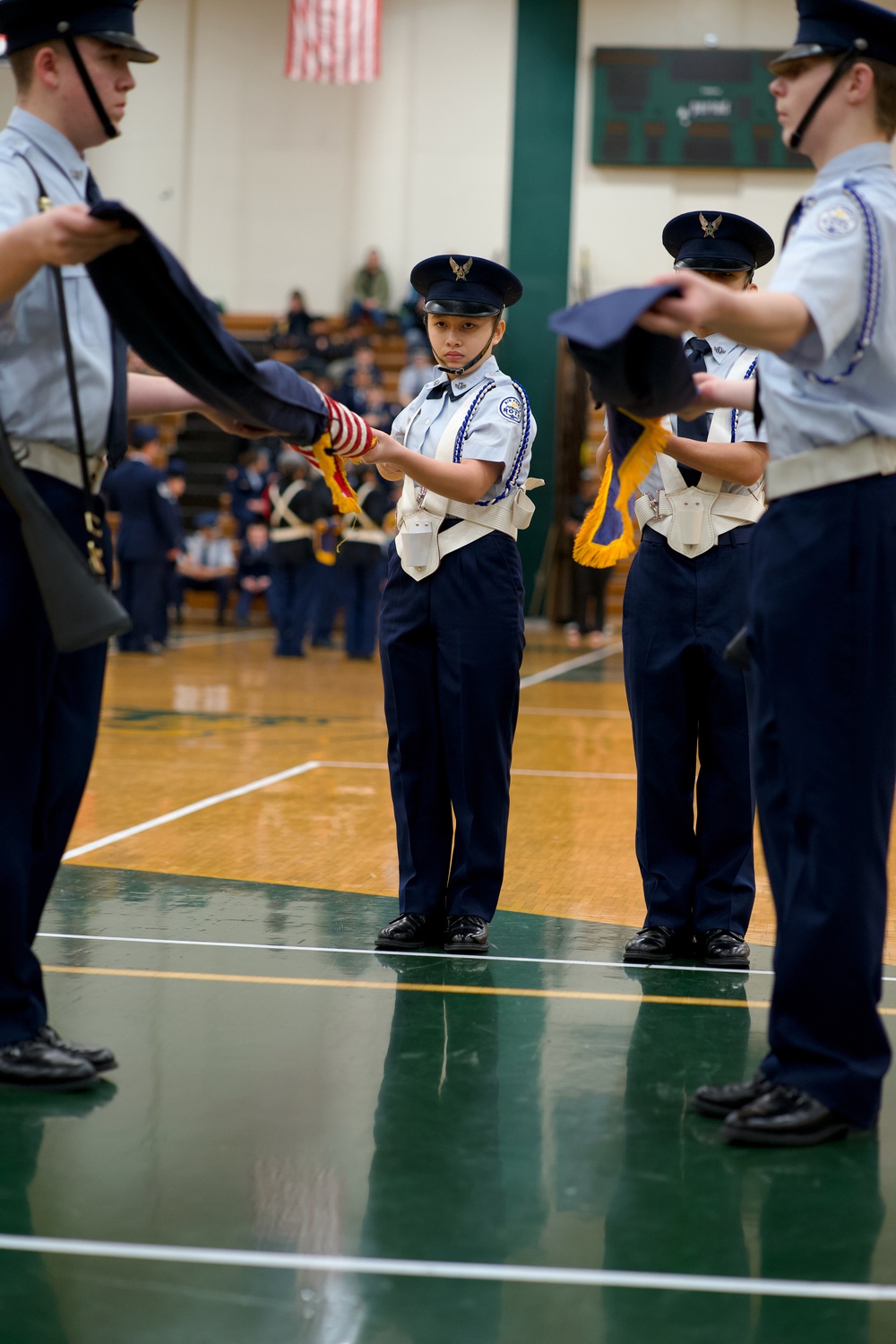 Alaska Air National Guardsman volunteers as JROTC drill judge