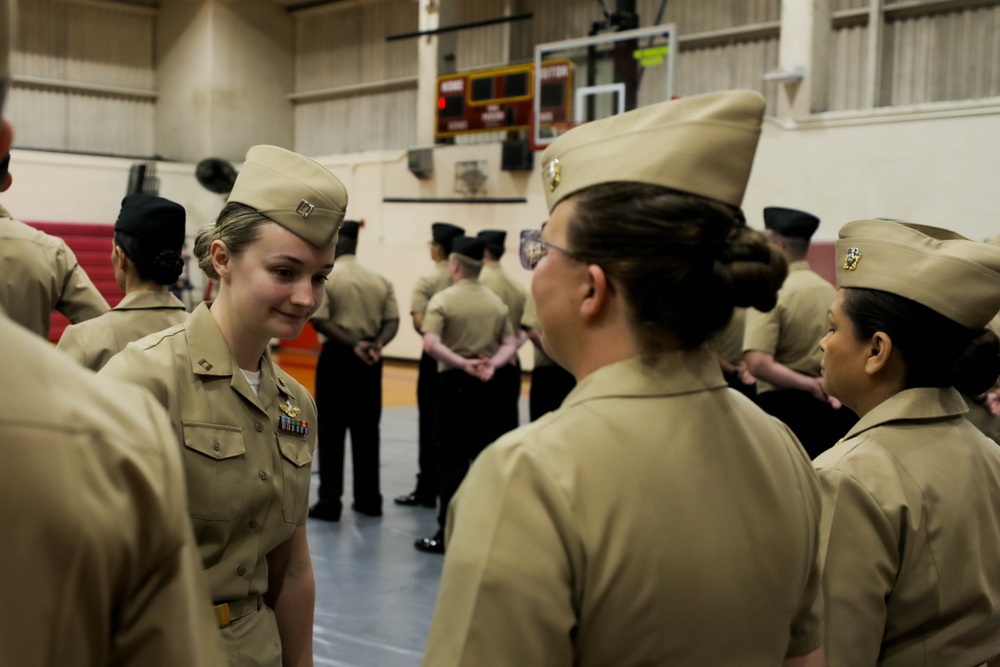 Keeping up Appearances: U.S. Sailors with 3rd Medical Battalion, Bravo Surgical Company participate in a quarterly uniform inspection