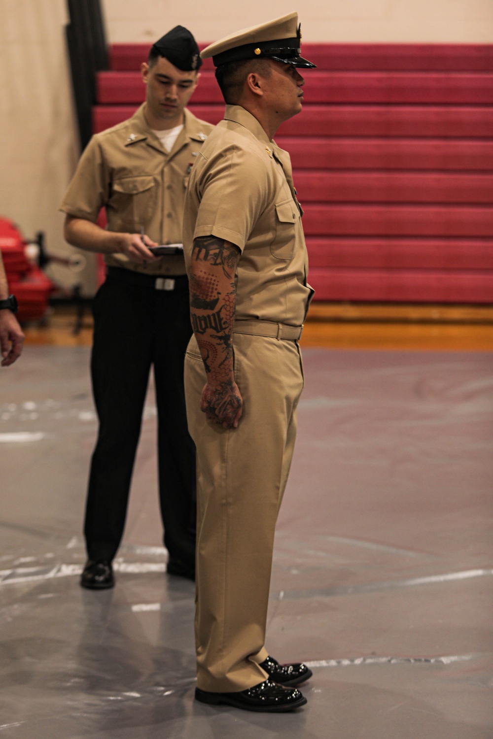 Keeping up Appearances: U.S. Sailors with 3rd Medical Battalion, Bravo Surgical Company participate in a quarterly uniform inspection