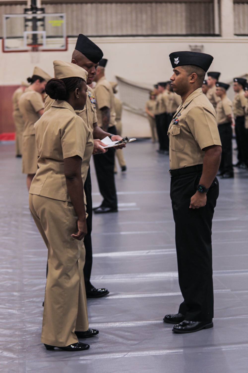 Keeping up Appearances: U.S. Sailors with 3rd Medical Battalion, Bravo Surgical Company participate in a quarterly uniform inspection