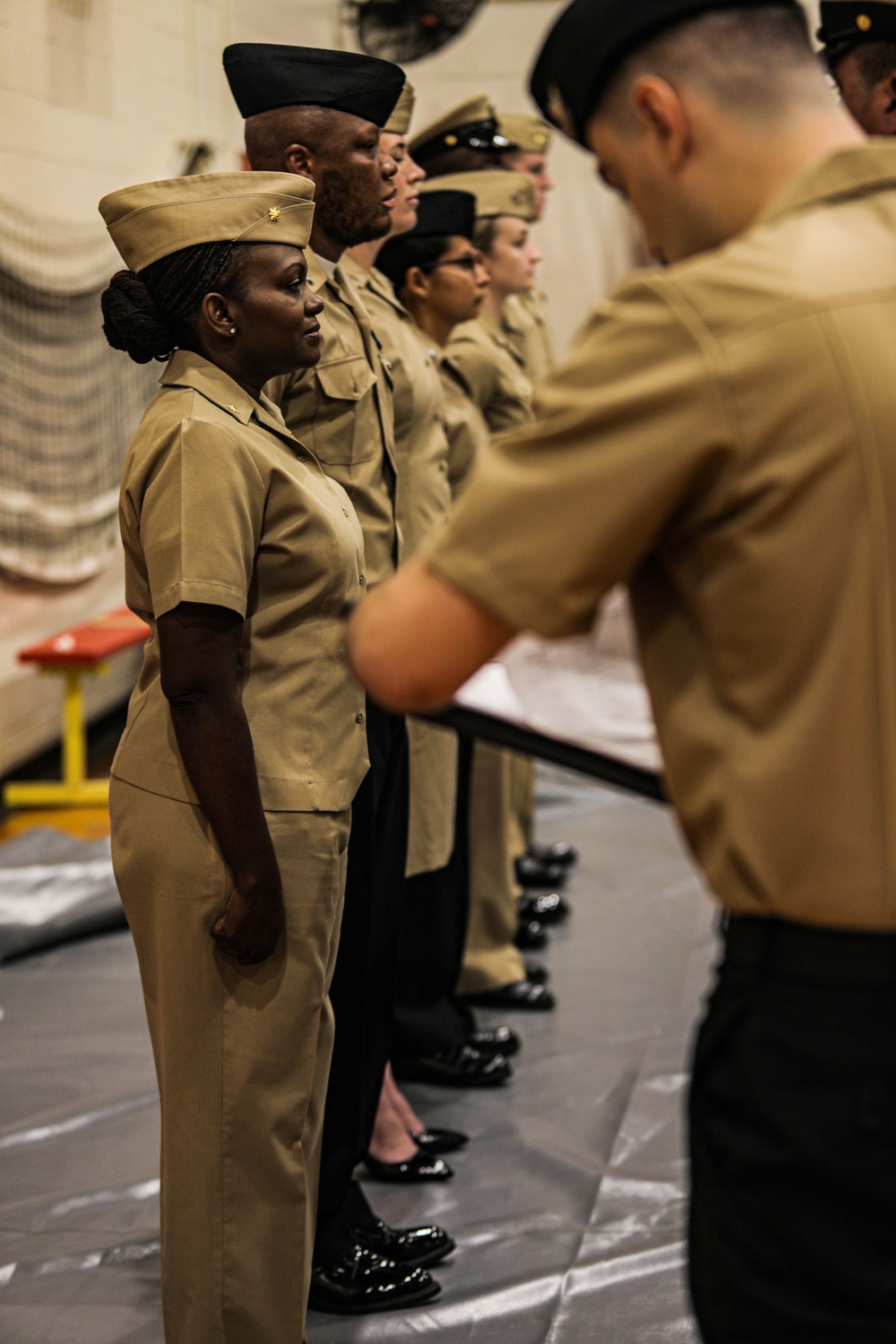 Keeping up Appearances: U.S. Sailors with 3rd Medical Battalion, Bravo Surgical Company participate in a quarterly uniform inspection