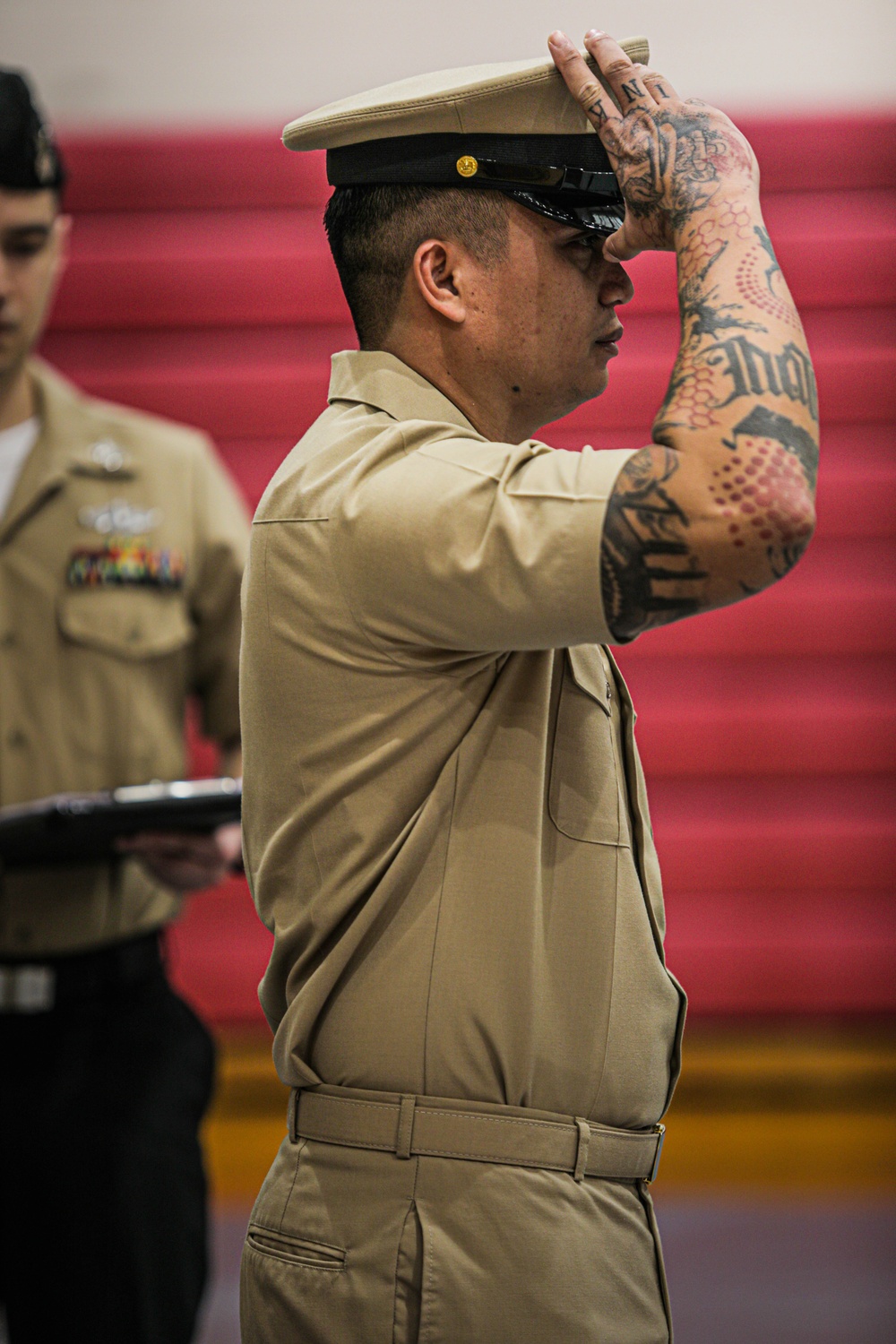 Keeping up Appearances: U.S. Sailors with 3rd Medical Battalion, Bravo Surgical Company participate in a quarterly uniform inspection