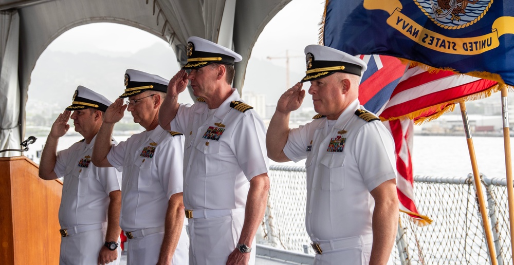 ATG MIDPAC HOLDS CHANGE OF COMMAND CEREMONY ABOARD THE MIGHTY MO.