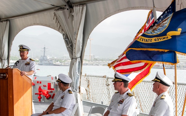 ATG MIDPAC HOLDS CHANGE OF COMMAND CEREMONY ABOARD THE MIGHTY MO.