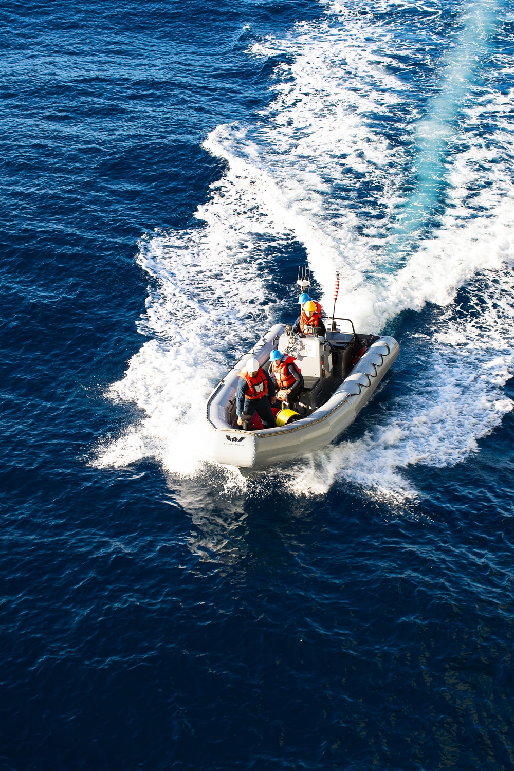 2nd Division Sailors launch rigid-hull inflatable boat