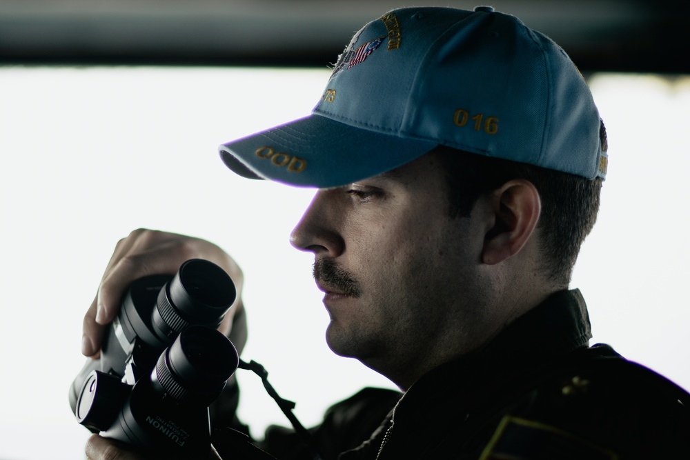 Officer of the deck stands watch