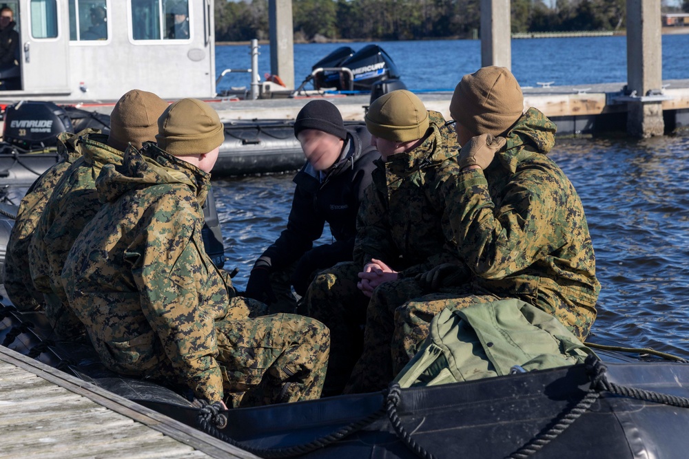 Marine Raiders train small boat operations with 2nd CEB