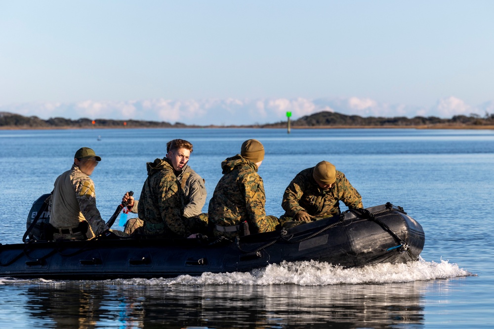 Marine Raiders train small boat operations with 2nd CEB
