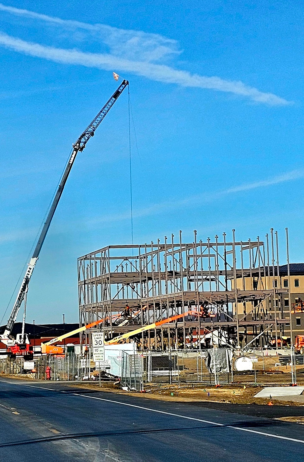Fort McCoy’s third barracks project taking shape into late February; steel framework continues