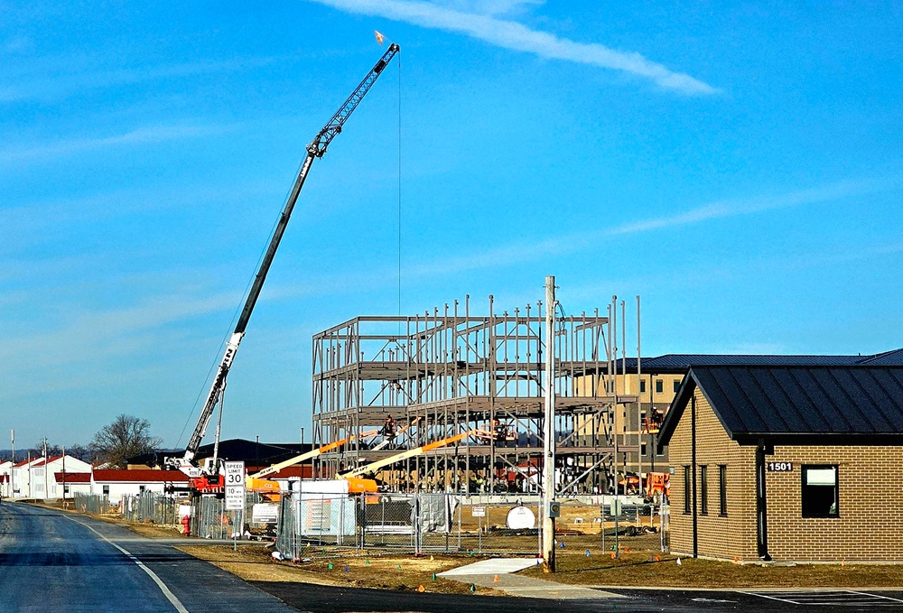 Fort McCoy’s third barracks project taking shape into late February; steel framework continues
