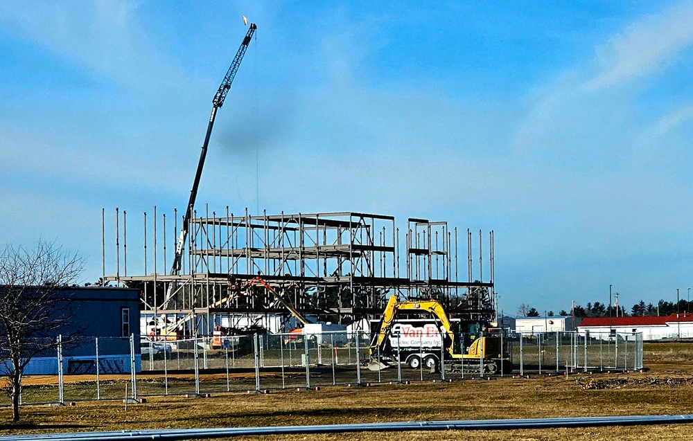 Fort McCoy’s third barracks project taking shape into late February; steel framework continues
