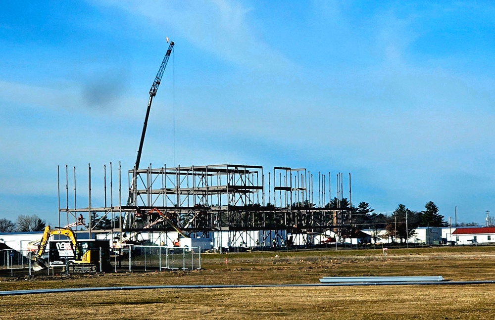 Fort McCoy’s third barracks project taking shape into late February; steel framework continues