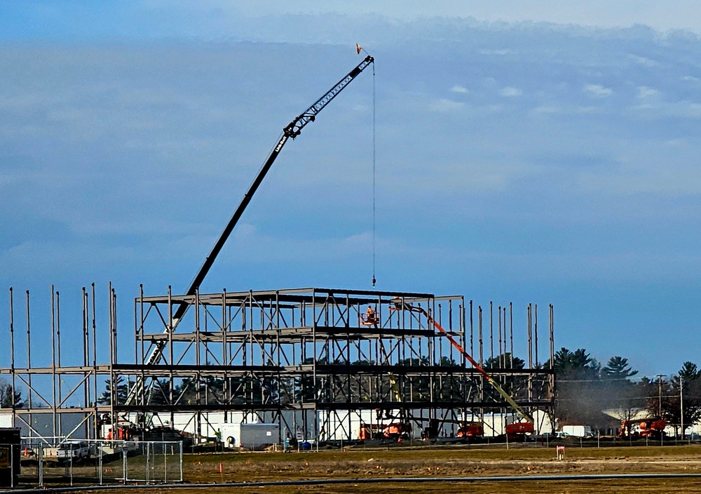 Fort McCoy’s third barracks project taking shape into late February; steel framework continues