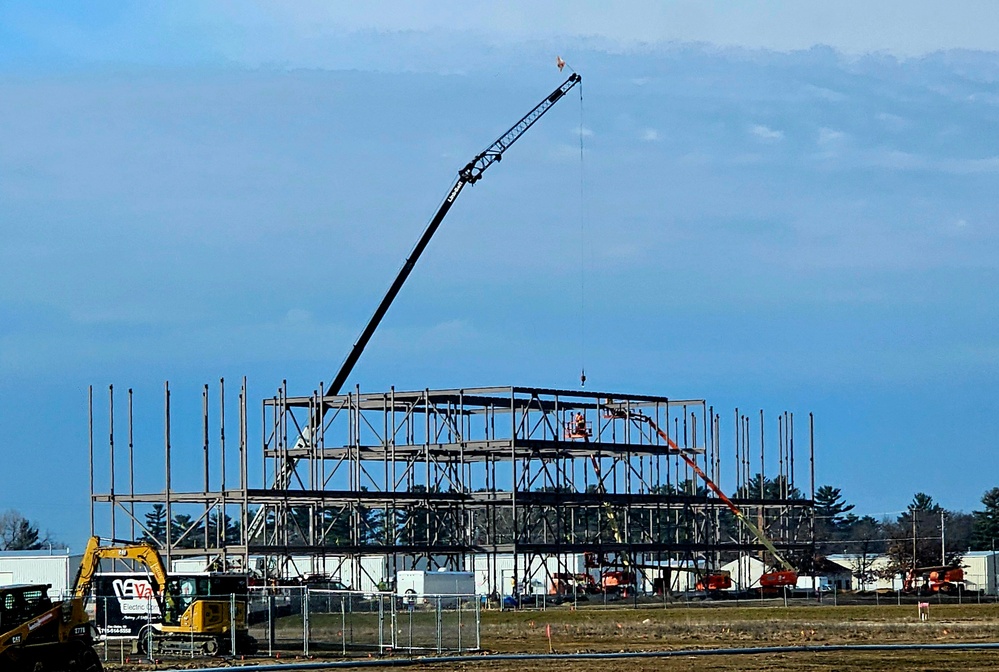 Fort McCoy’s third barracks project taking shape into late February; steel framework continues