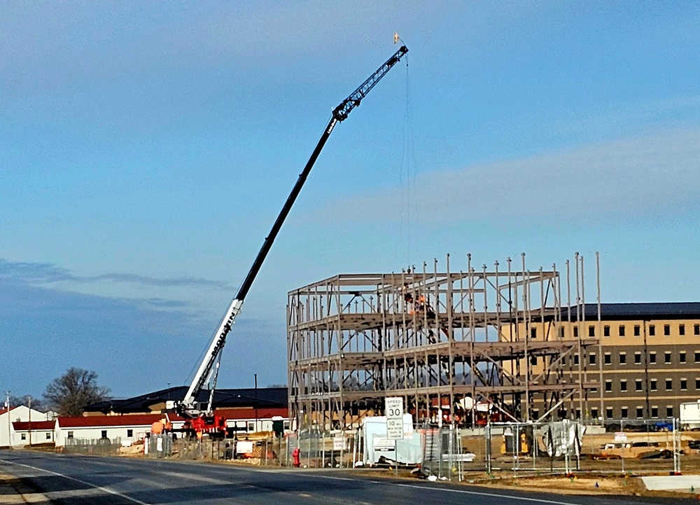 Fort McCoy’s third barracks project taking shape into late February; steel framework continues
