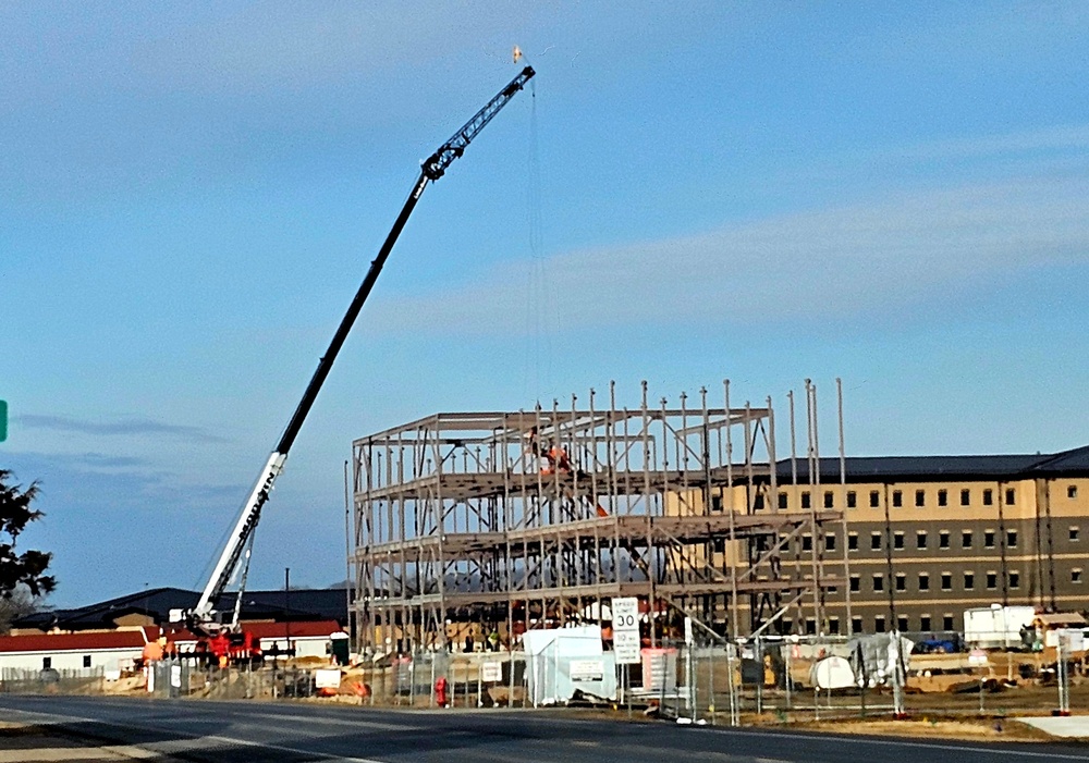 Fort McCoy’s third barracks project taking shape into late February; steel framework continues