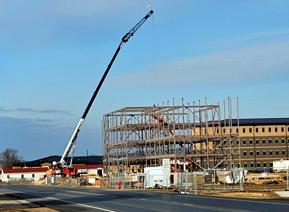 Fort McCoy’s third barracks project taking shape into late February; steel framework continues