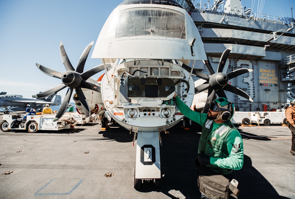 Checks are Performed on an E-2C Hawkeye