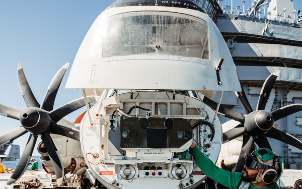 Checks are Performed on an E-2C Hawkeye