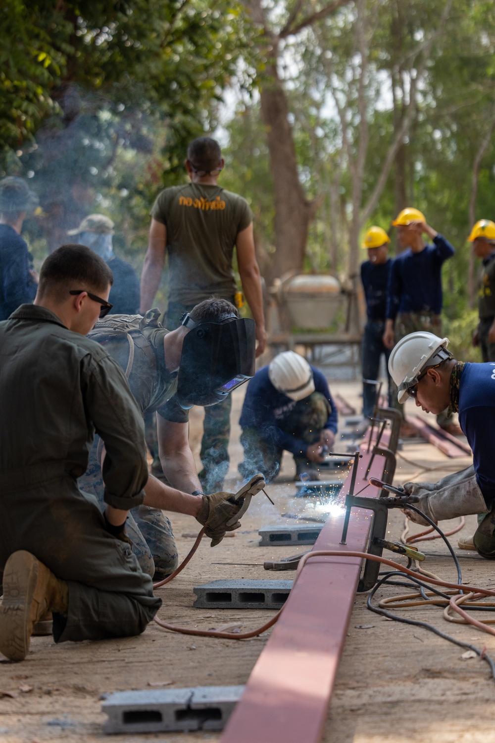 Strong Relationships and Strong Foundations: Marines with MWSS-171 begin building the Ban Prakaet School at Chanthaburi, Thailand