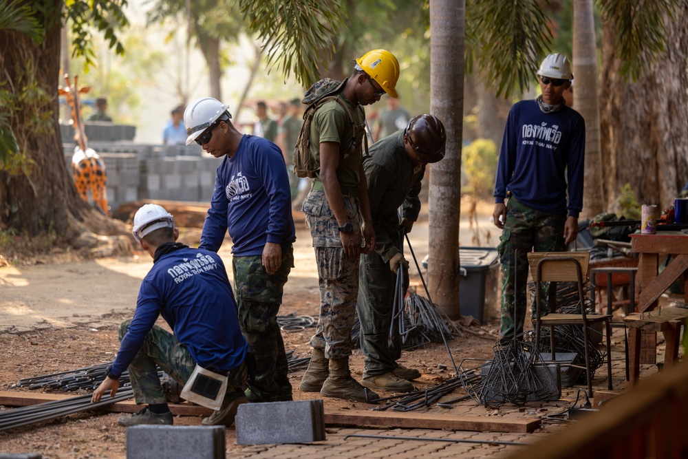 Strong Relationships and Strong Foundations: Marines with MWSS-171 begin building the Ban Prakaet School at Chanthaburi, Thailand