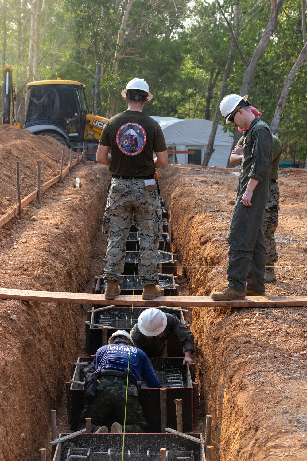 Strong Relationships and Strong Foundations: Marines with MWSS-171 begin building the Ban Prakaet School at Chanthaburi, Thailand