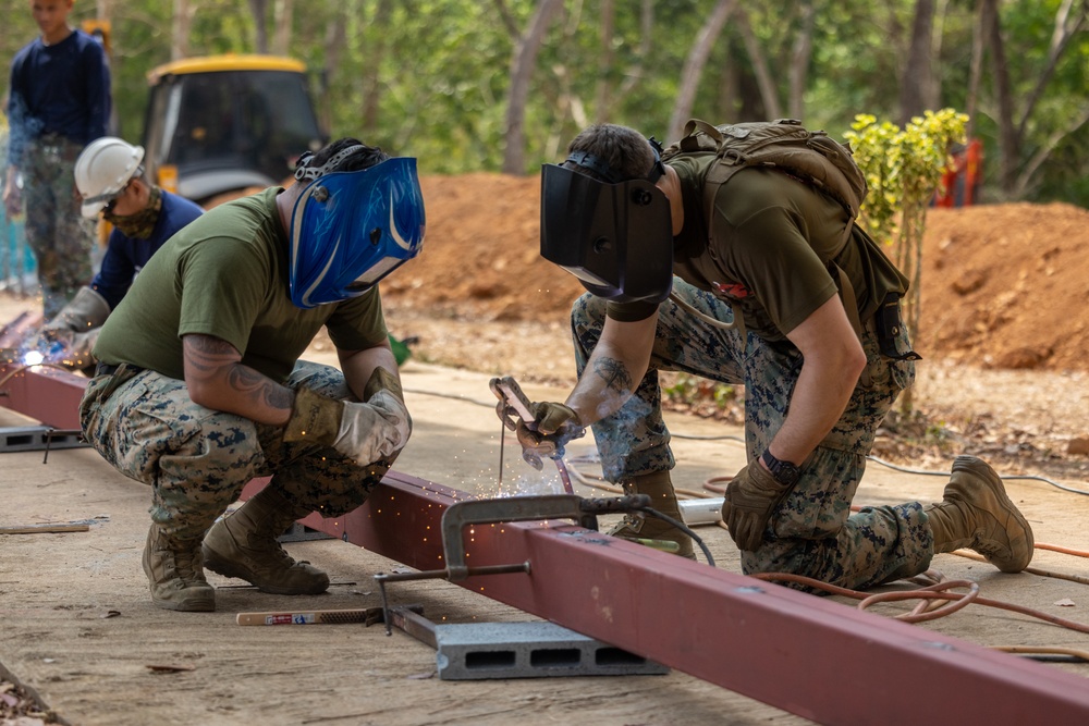 Strong Relationships and Strong Foundations: Marines with MWSS-171 begin building the Ban Prakaet School at Chanthaburi, Thailand