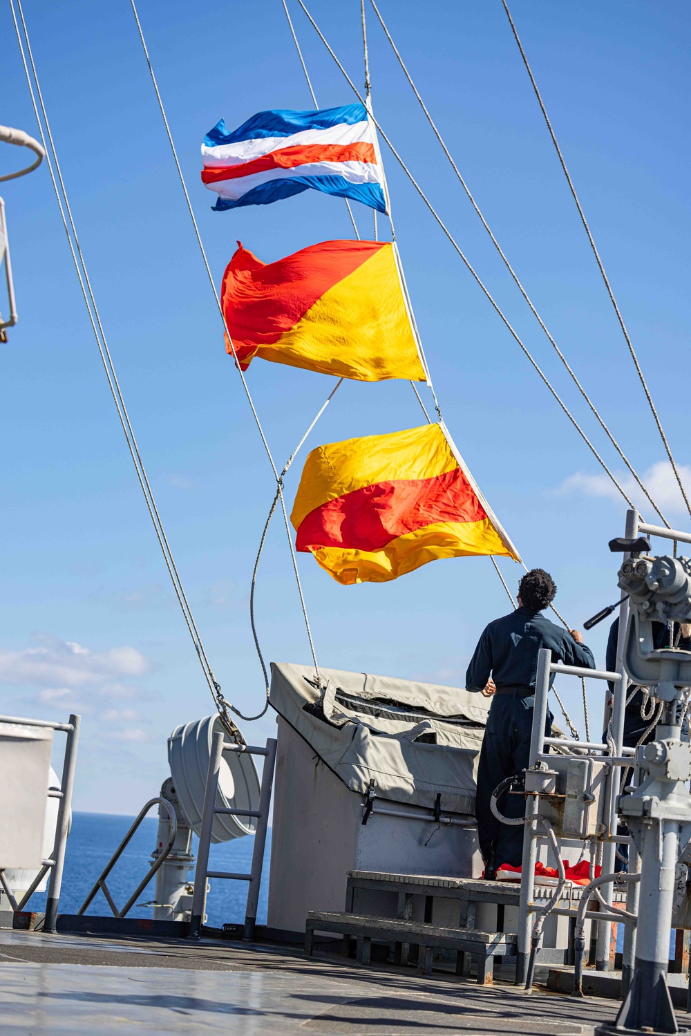 USS Carter Hall (LSD 50) Conducts Flag Raising Exercise, Feb. 24, 2024