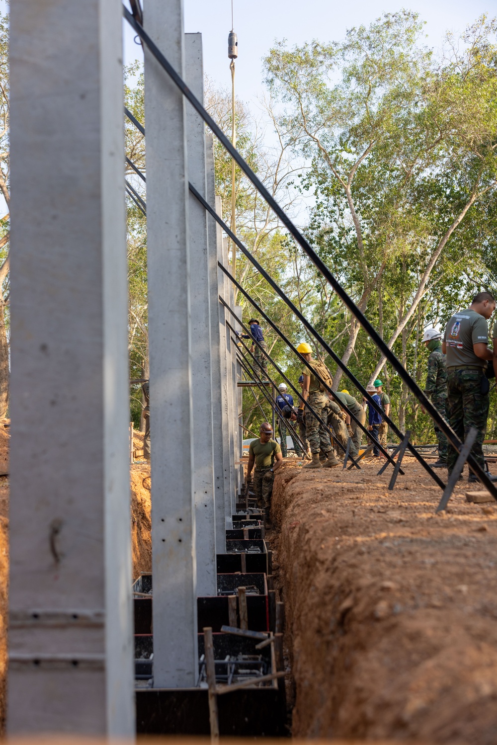 Exercise Cobra Gold 2024; U.S. Marines Fill Foundation Footers with Concrete
