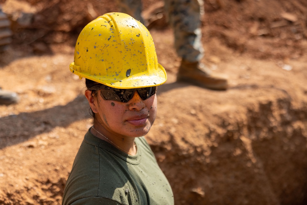 Exercise Cobra Gold 2024; U.S. Marines Fill Foundation Footers with Concrete