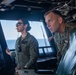 Maj. Gen. Eric E. Austin, commanding general of 1st Marine Aircraft Wing visits Primary Flight Control of the USS America (LHA 6)