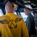 Maj. Gen. Eric E. Austin, commanding general of 1st Marine Aircraft Wing visits Primary Flight Control of the USS America (LHA 6)