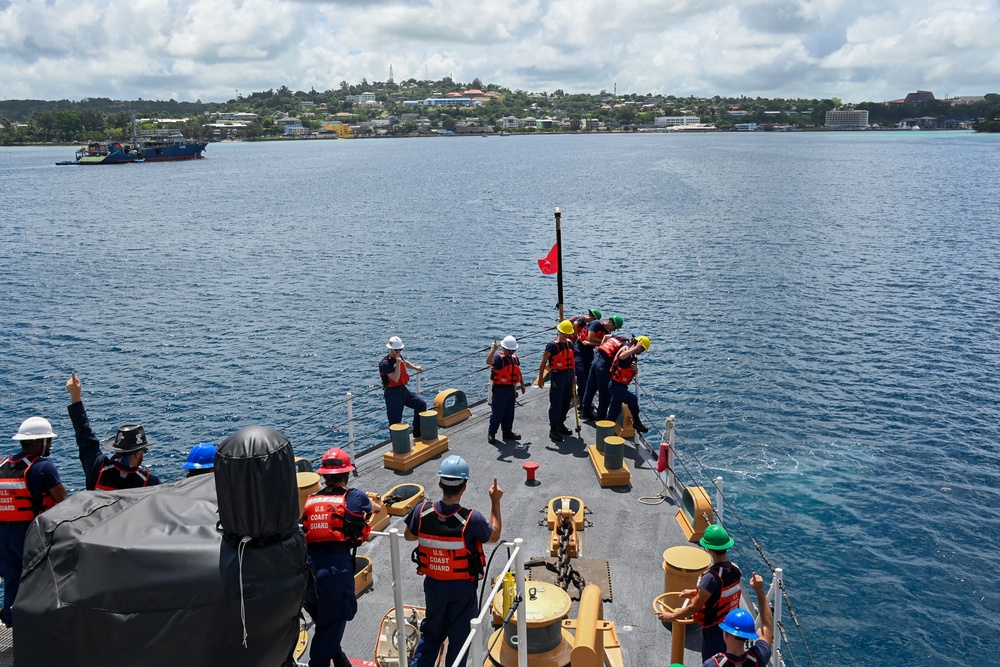 unreleased U.S. Coast Guard Cutter Harriet Lane anchors near Port Vila, Vanuatu