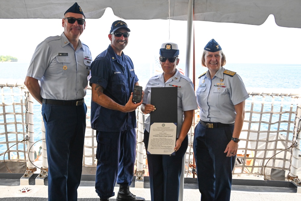 U.S. Coast Guard Cutter Harriet Lane hosts Commandant near Port Vila, Vanuatu