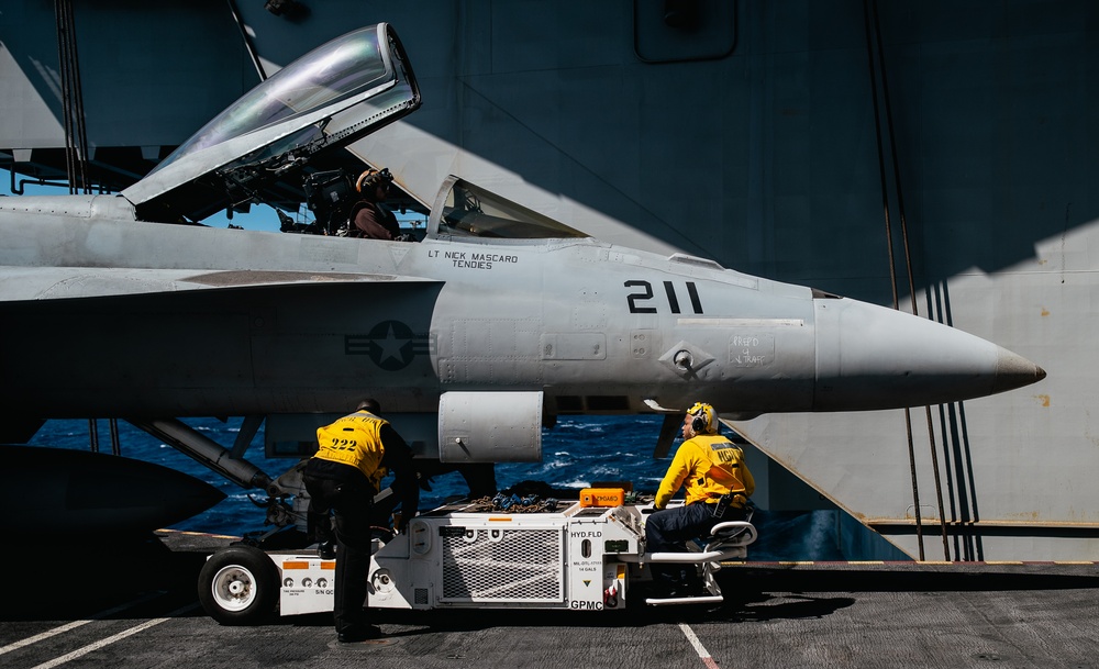 George Washington Conducts Hangar Deck Operations