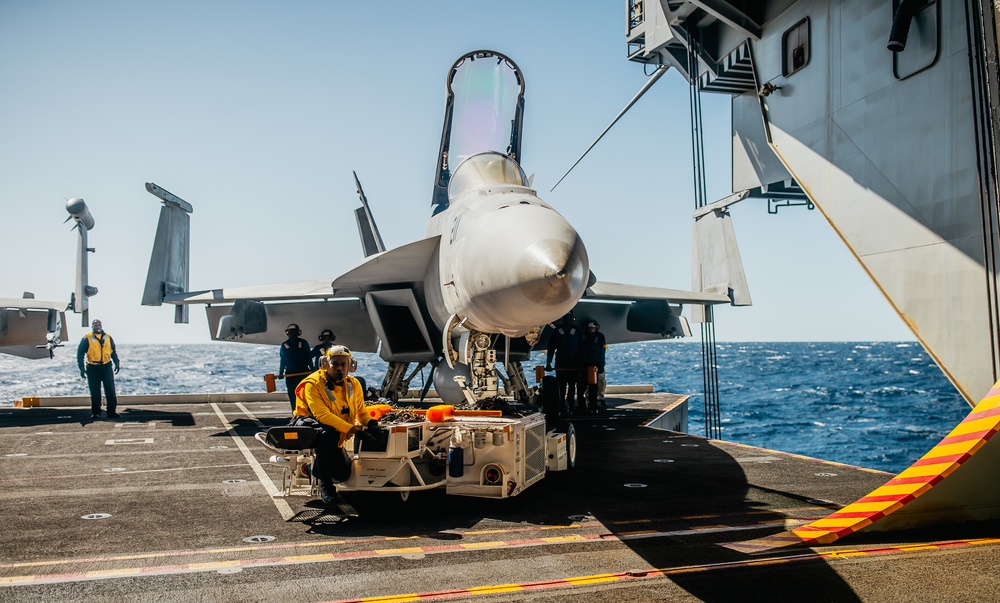 George Washington Conducts Hangar Deck Operations