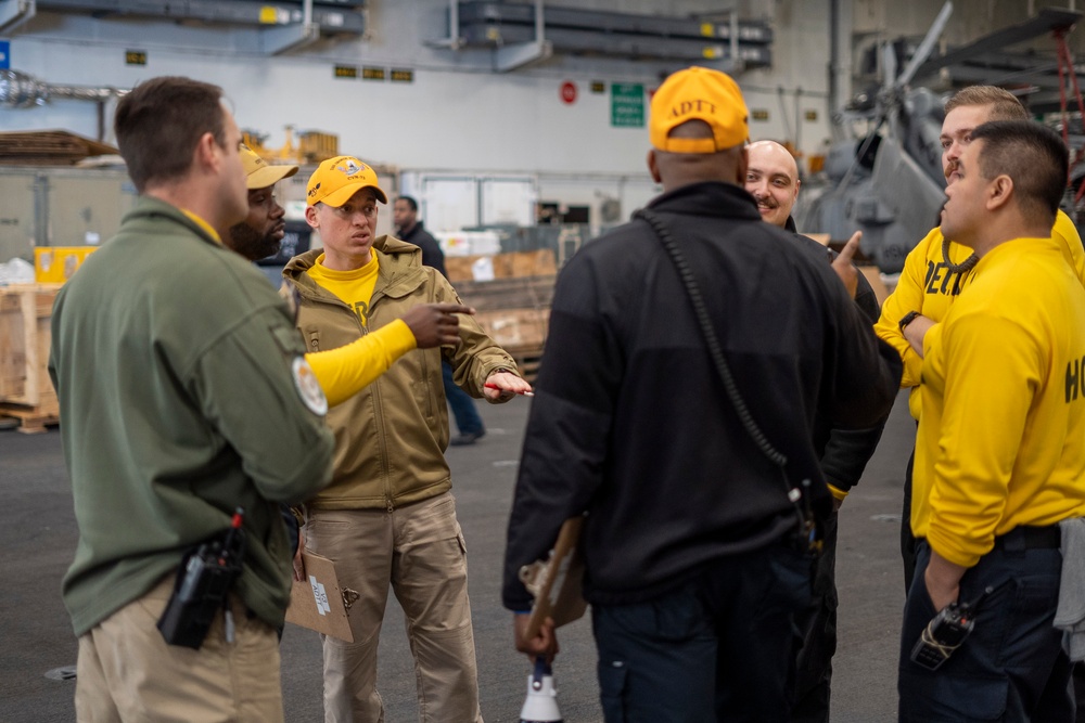 George Washington conducts hangar bay drill