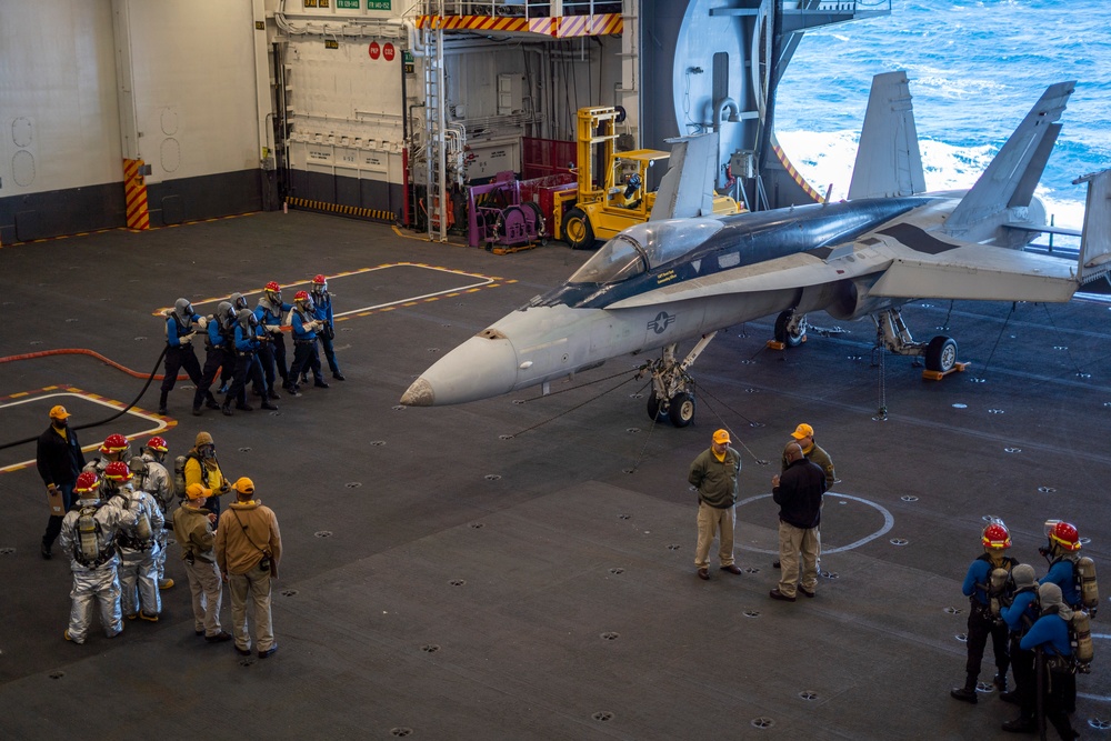 George Washington conducts hangar bay drill