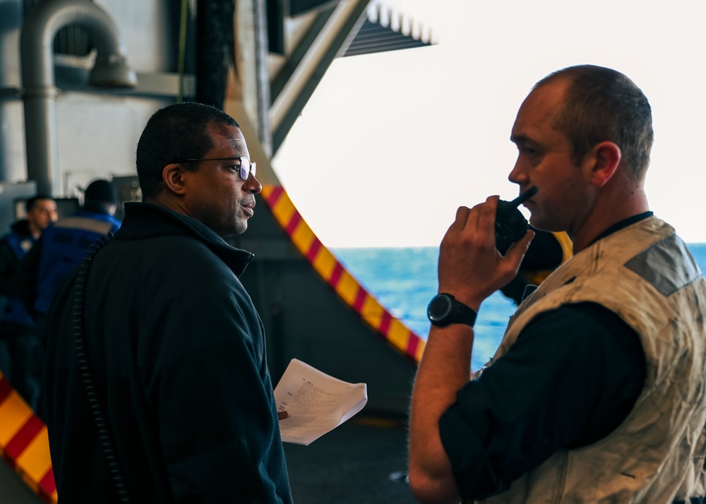 Sailors Conduct Maintenance on Aircraft Elevator