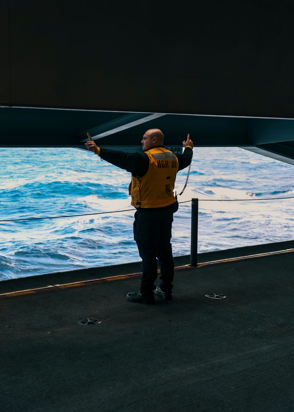 Sailors Conduct Maintenance on Aircraft Elevator