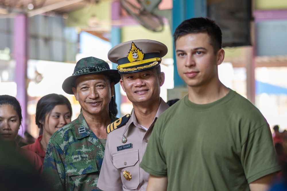 Cobra Gold 24; Assistant Director of Psychological Operations Division Public Relations Office Thai Army Colonel Sawit Thantranon Visits Bankhaocha-Angkromklong School