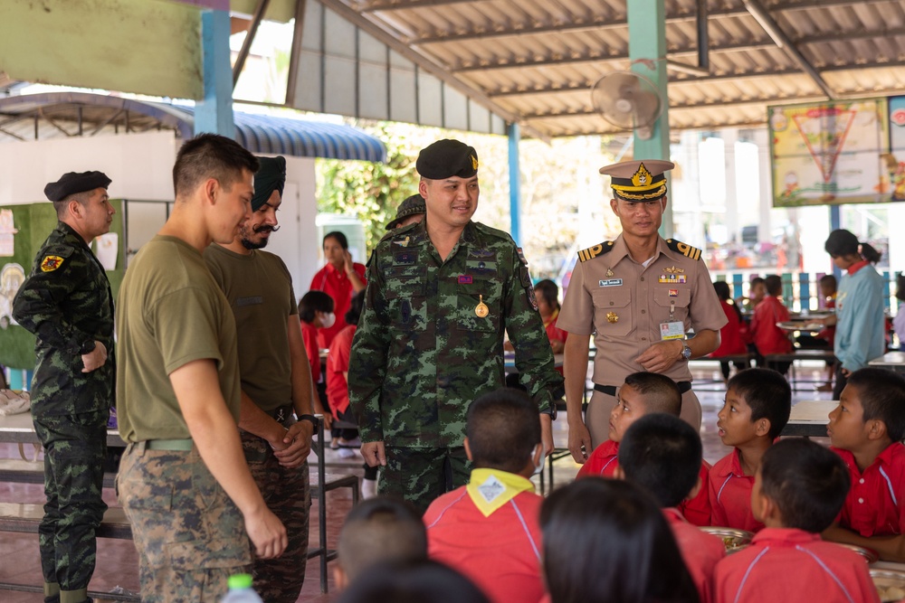 Cobra Gold 24; Assistant Director of Psychological Operations Division Public Relations Office Thai Army Colonel Sawit Thantranon Visits Bankhaocha-Angkromklong School