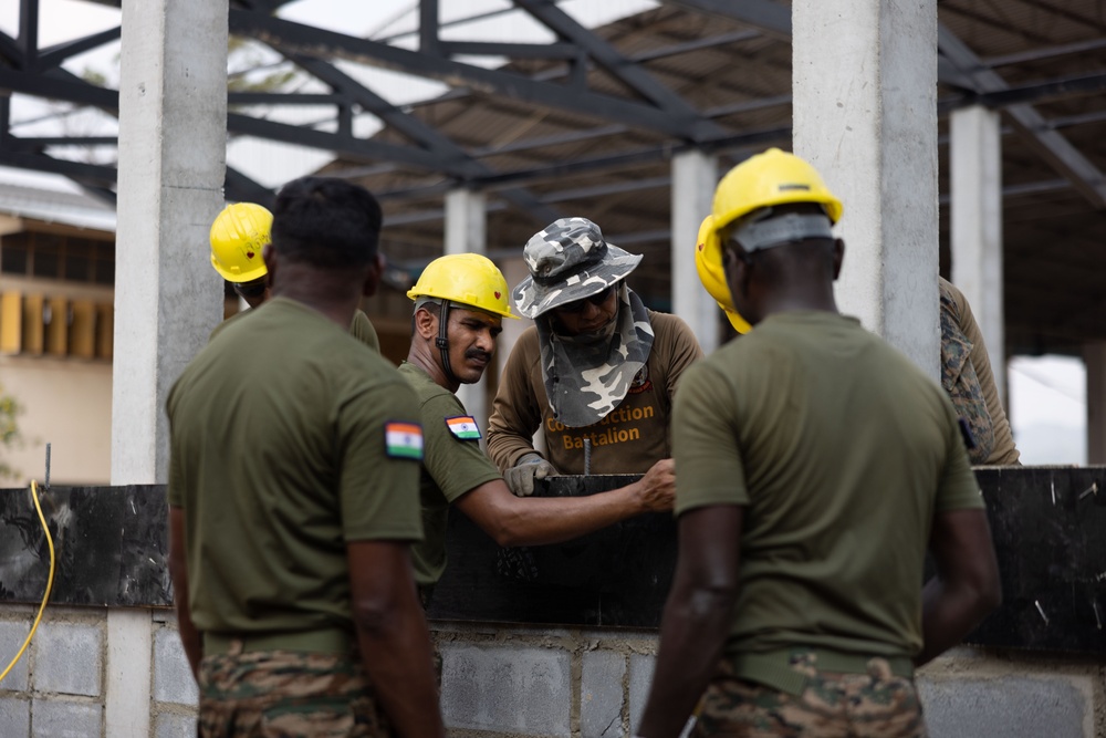 Cobra Gold 24; Marines With Marine Wing Support Squadron 174 lay bricks at the Bankhaocha-Angkromklong School