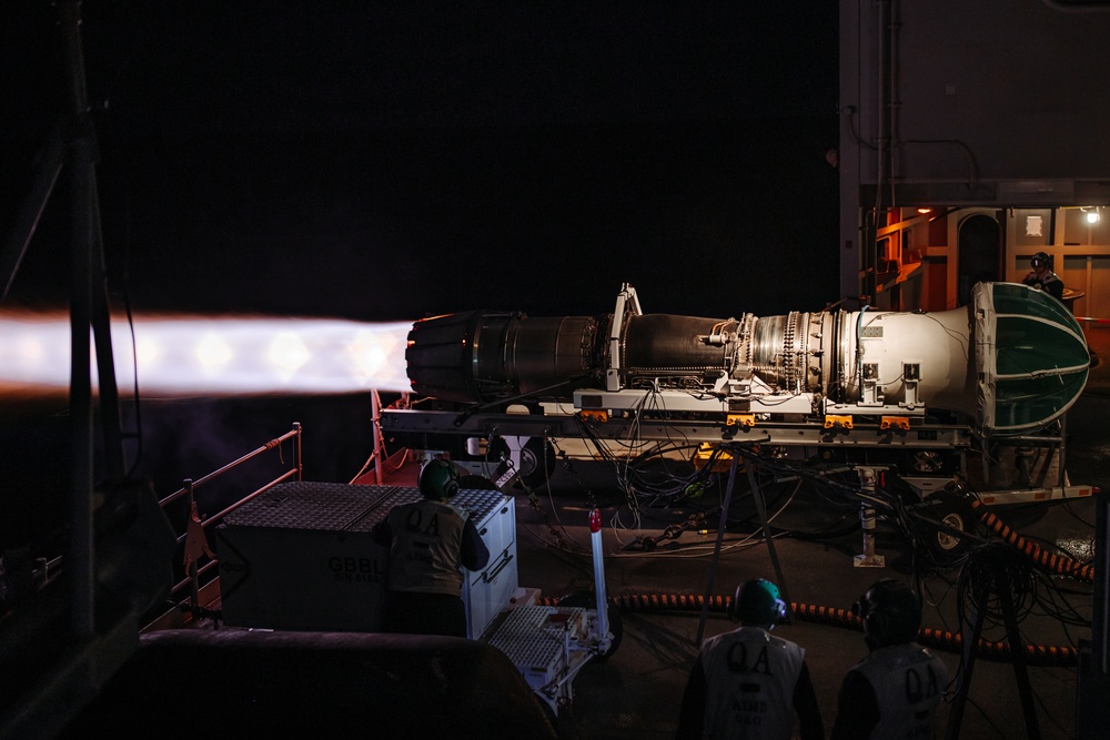 George Washington conducts engine test for test cell run