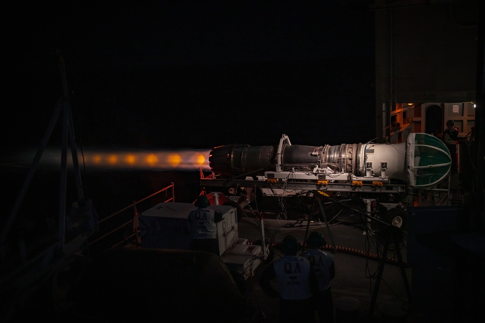 George Washington conducts engine test for test cell run