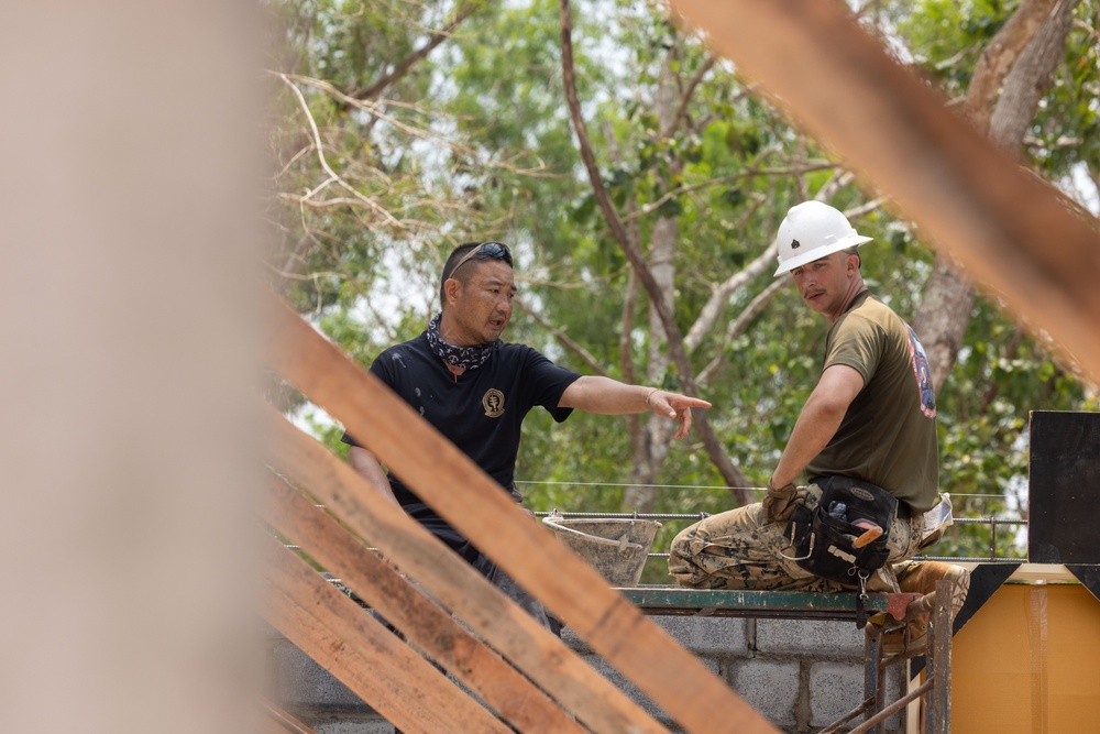 Cobra Gold 24; Marines with Marine Wing Support Squadron 171 lay bricks at the Ban Prakaet School