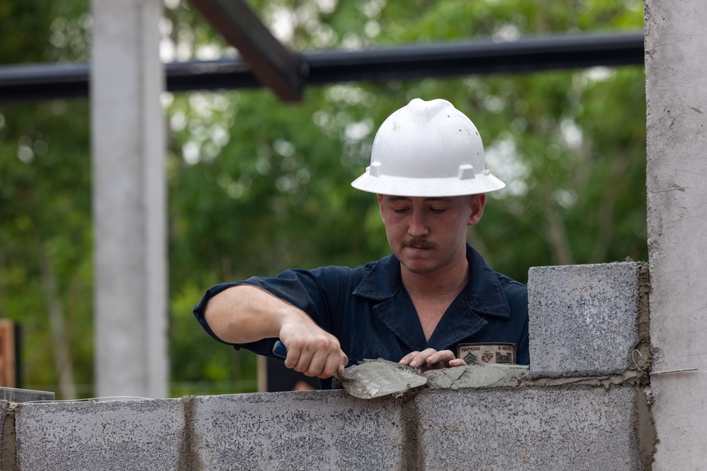 Cobra Gold 24; Marines with Marine Wing Support Squadron 171 lay bricks at the Ban Prakaet School