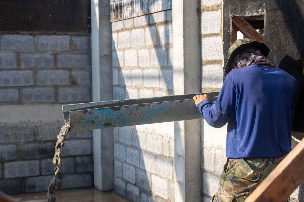 Cobra Gold 24; Marines with Marine Wing Support Squadron 171 lay bricks at the Ban Prakaet School