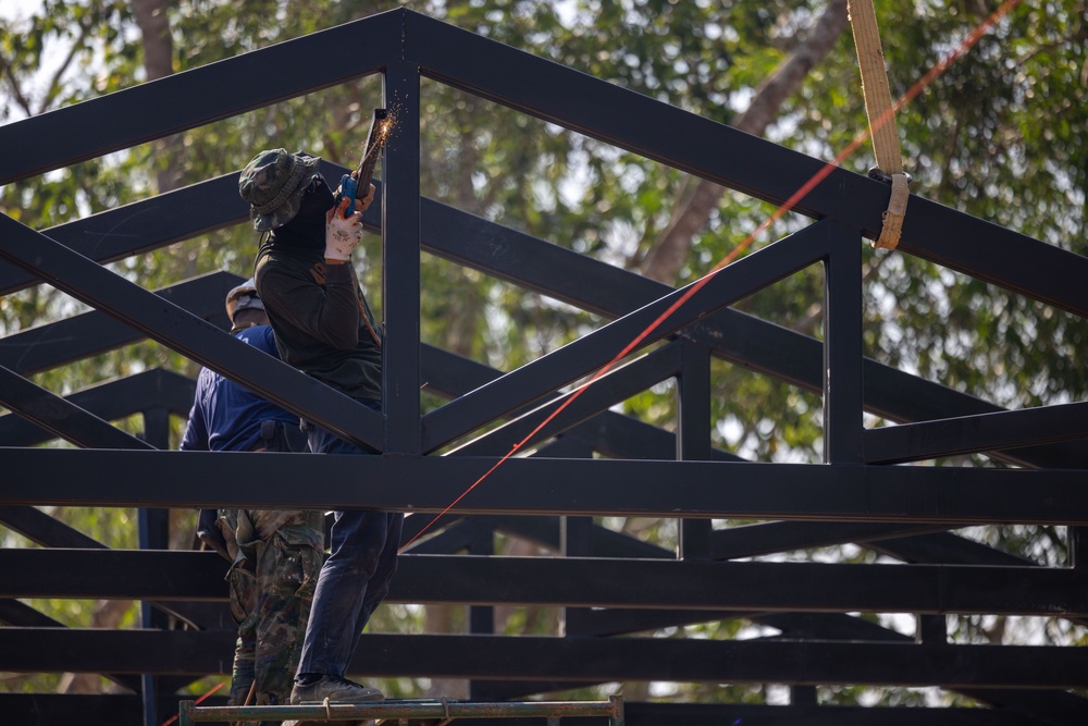 Cobra Gold 24; U.S. Marines Install Trusses at the Ban Prakaet School